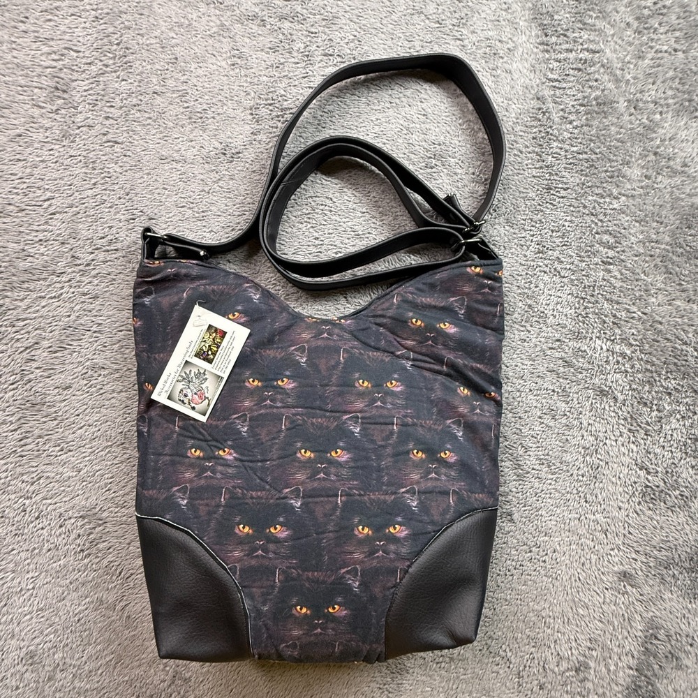 Black Cat Halloween Shoulder Crossbody Bag Snap Close NWT Dark Gothic Kitty